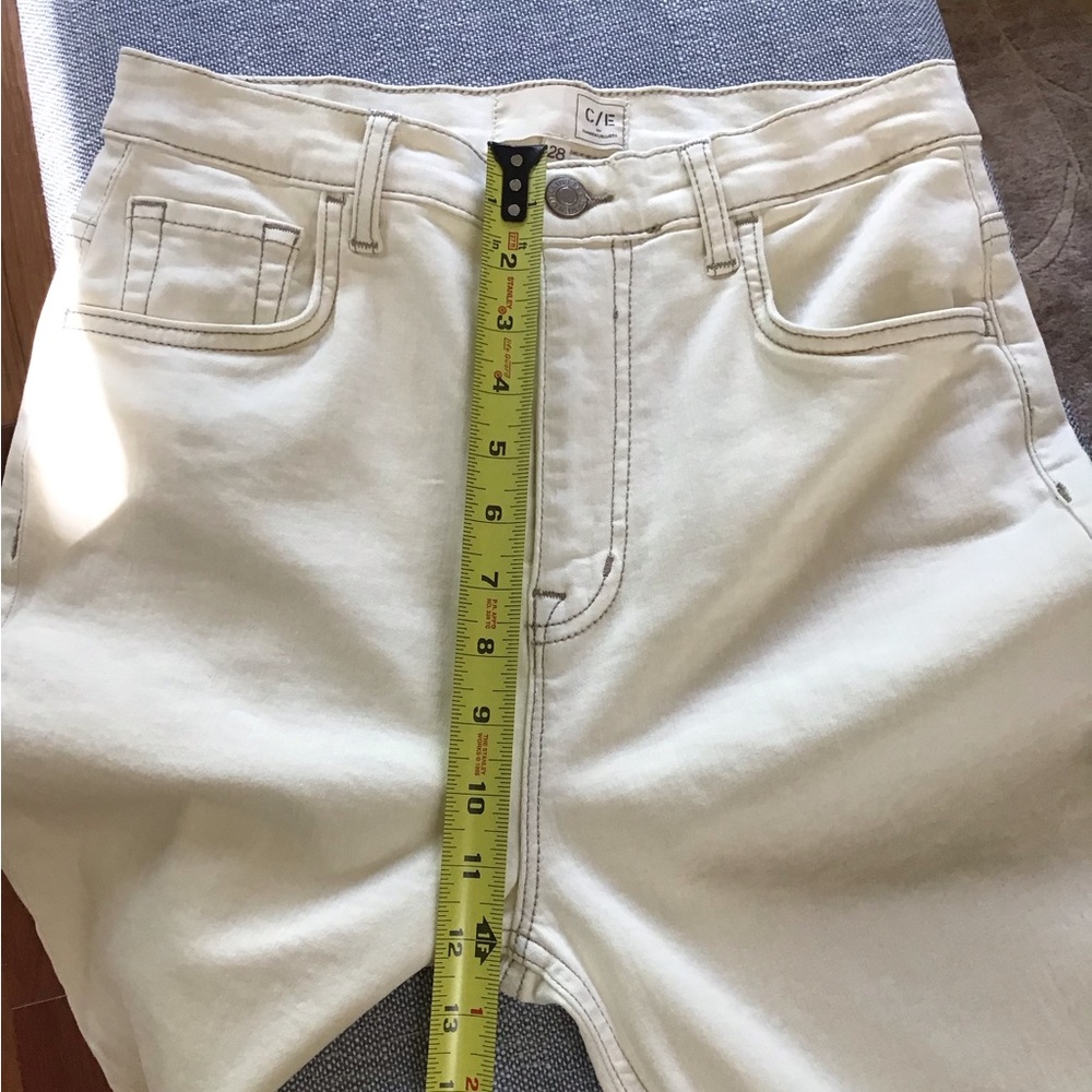 Current Elliot Cream Cropped Cuffed Kick Flare Jeans - Picture 6 of 11